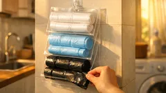 A4 클리어파일 3장으로 쓰레기봉투 수납, 벽에 매달아 깔끔하게 정리하는 법