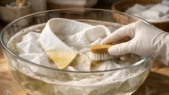 흰 셔츠 목·소매 누런 때, 미지근한 물 불림으로 말끔하게 지우는 8단계